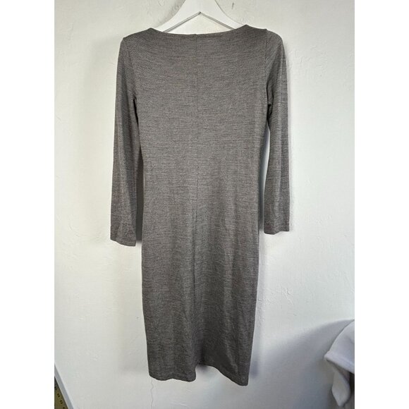 MaxMara Womens Gray Long Sleeve Ruched Knee-Length Sheath Dress Gray Italy Made - Picture 2 of 8
